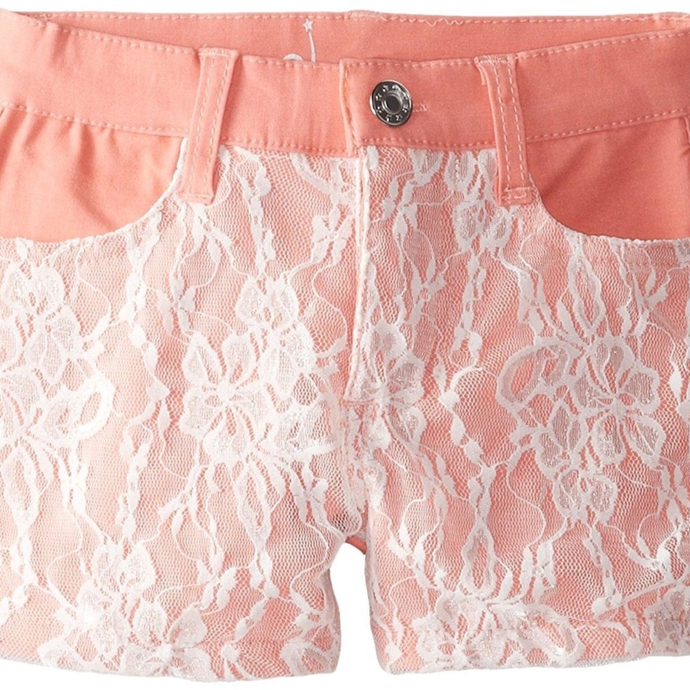 Dreamstar Girls Coral Stretch Twill Lace Shorts 6